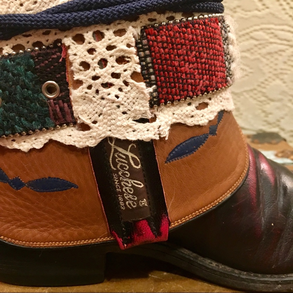 Handcrafted Lucchese Boho Belt Booties Size 9 - image 6